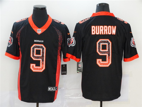 Personalized Bengals 9 Joe Burrow Black Drift Fashion Limited Jersey