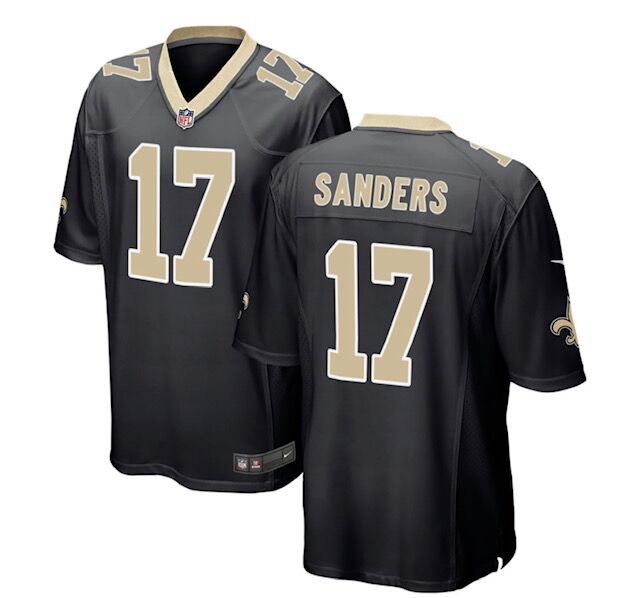 Personalized Saints #17 Sanders Black Limited Jersey