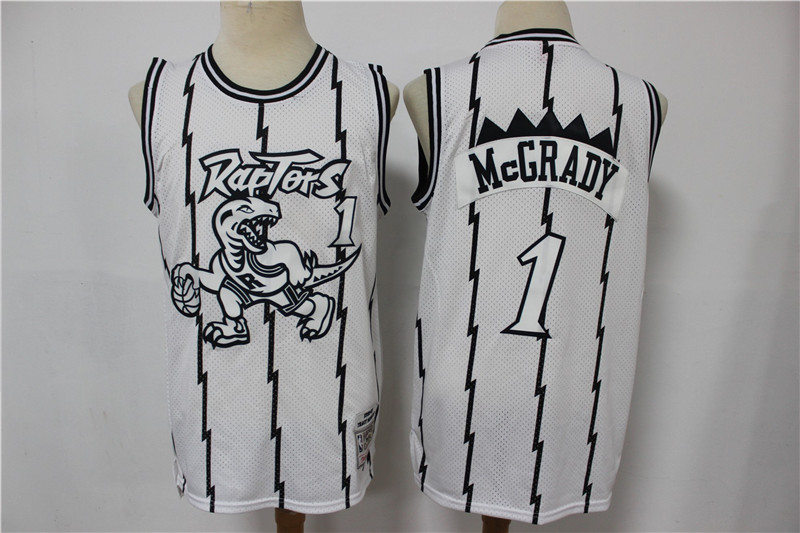 Personalized Raptors 1 Tracy McGrady White Hardwood Classics Jersey