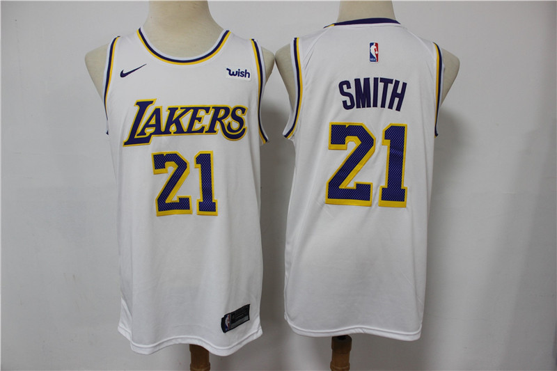 Personalized Lakers 21 J.R. Smith White Swingman Jersey