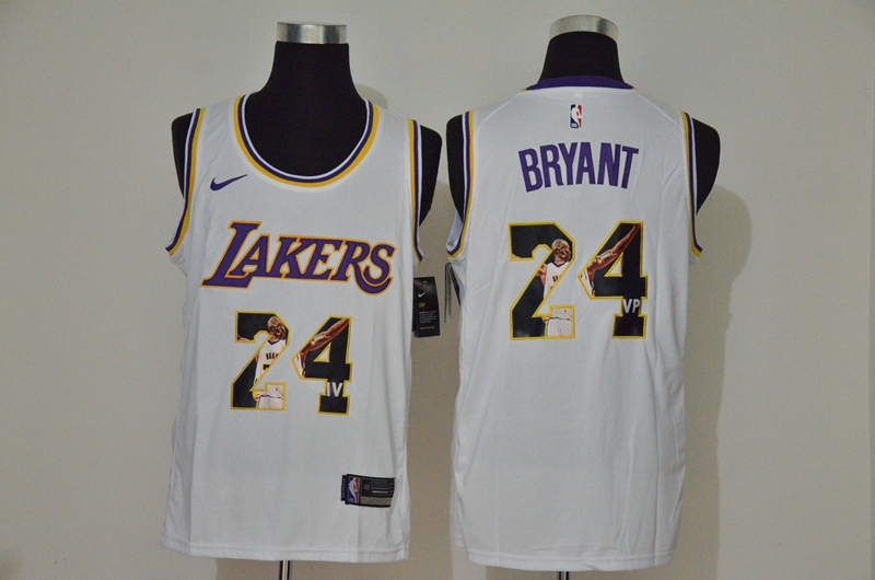 Personalized Lakers 24 Kobe Bryant White Fashion Swingman Jersey