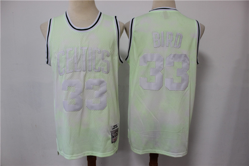 Personalized Celtics 33 Larry Bird Light Green Hardwood Classics Jersey