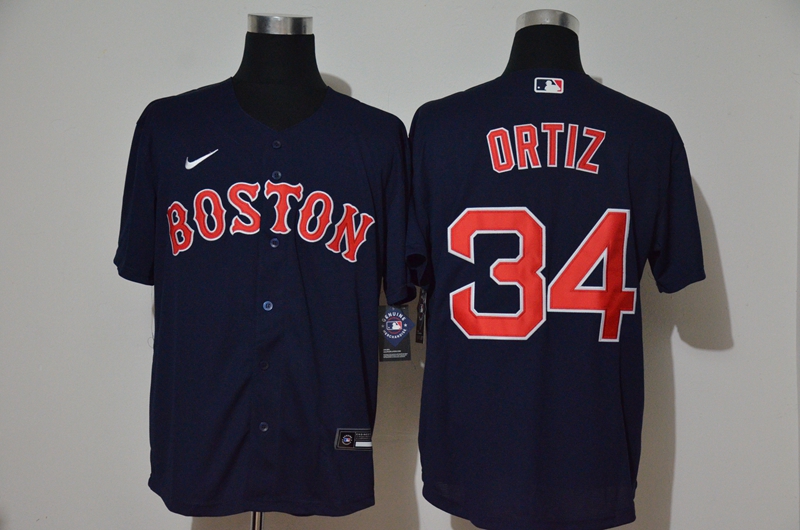 Personalized Red Sox 34 David Ortiz Navy 2020 Cool Base Jersey