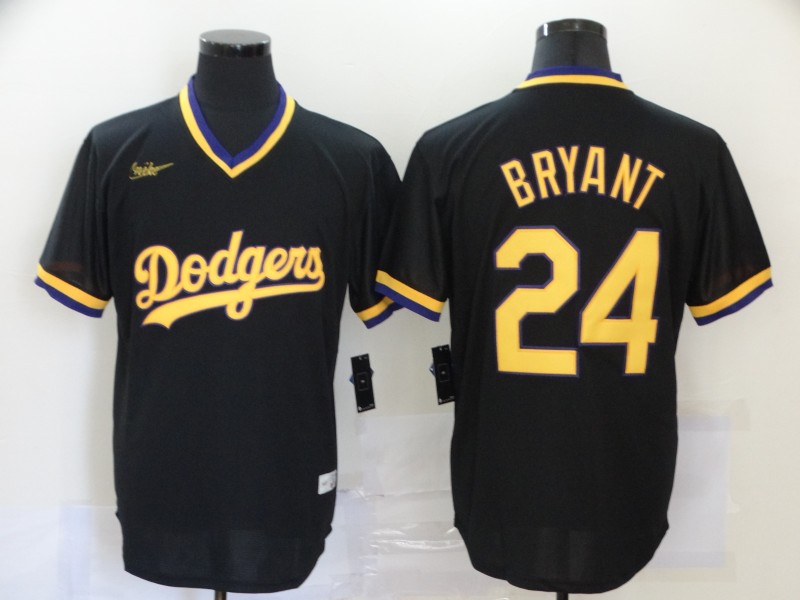 Personalized Dodgers 24 Kobe Bryant Black Throwback Cool Base Jersey