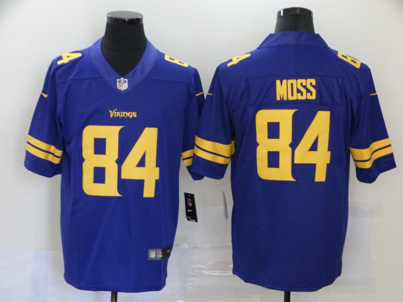 Personalized Vikings 84 Randy Moss Purple Color Rush Limited Jersey