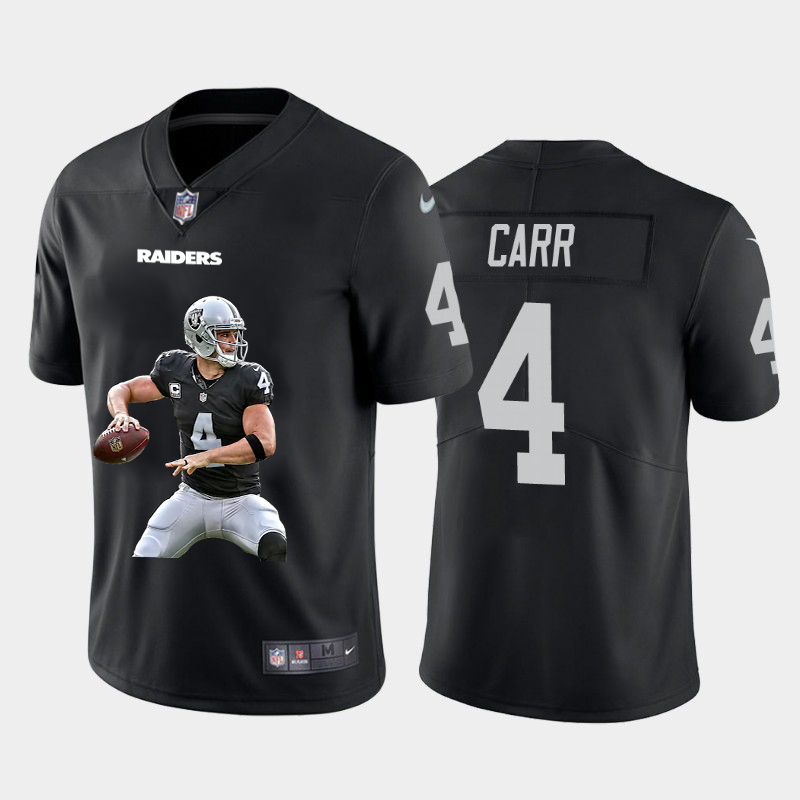 Personalized Raiders 4 Derek Carr Black Player Name Logo Untouchable Limited Jersey