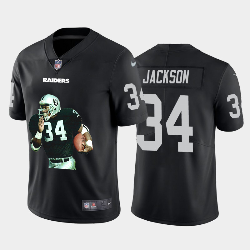 Personalized Raiders 34 Bo Jackson Black Player Name Logo Untouchable Limited Jersey