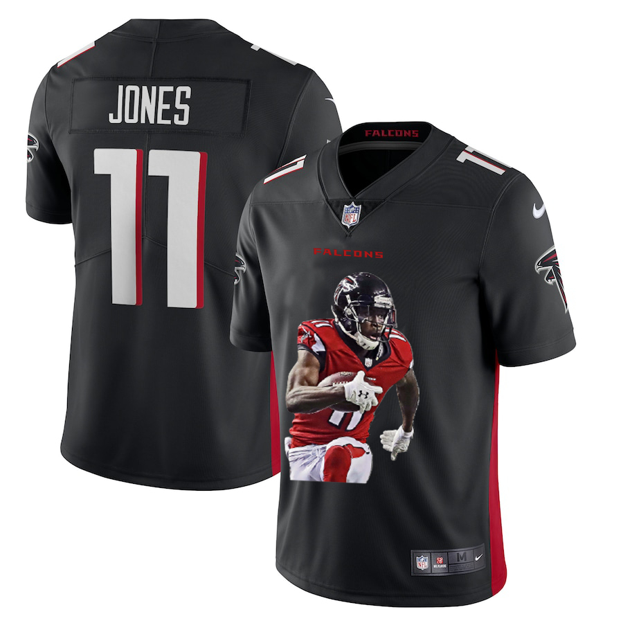 Personalized Falcons 11 Julio Jones Black Player Name Logo Untouchable Limited Jersey