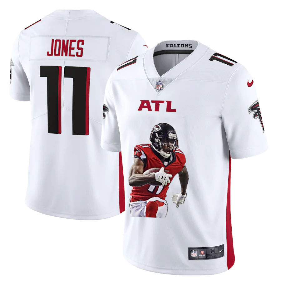 Personalized Falcons 11 Julio Jones White Player Name Logo Untouchable Limited Jersey