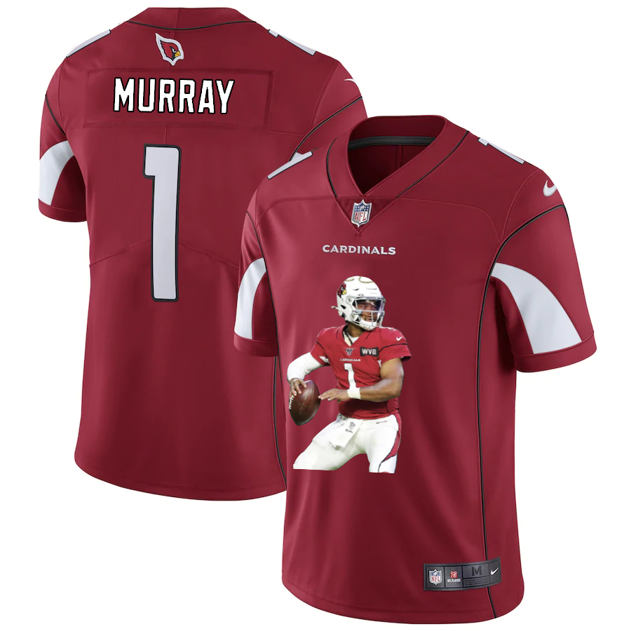 Personalized Cardinals 1 Kyler Murray Red Player Name Logo Untouchable Limited Jersey