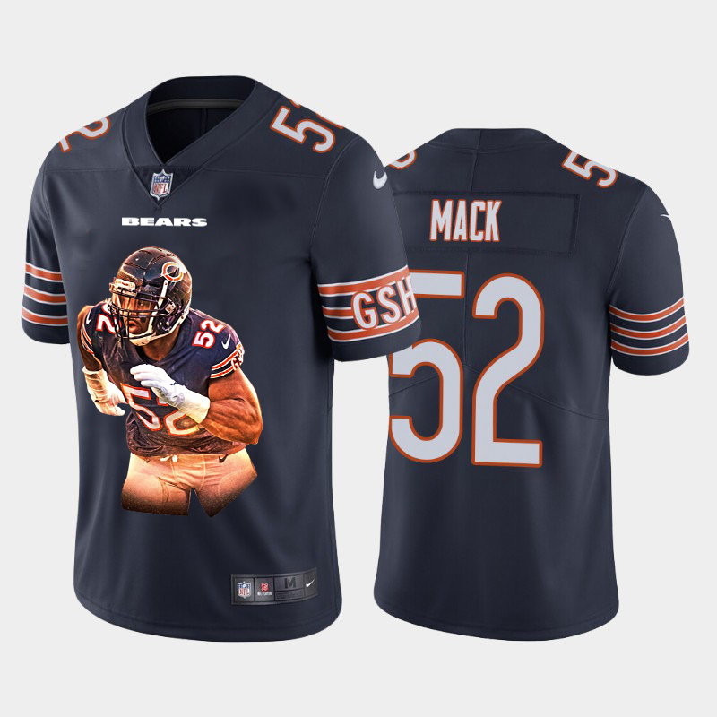 Personalized Bears 52 Khalil Mack Navy Player Name Logo Untouchable Limited Jersey