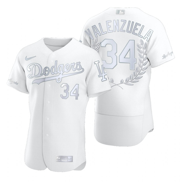 Personalized Dodgers 34 Fernando Valenzuela White Flexbase Fashion Jersey