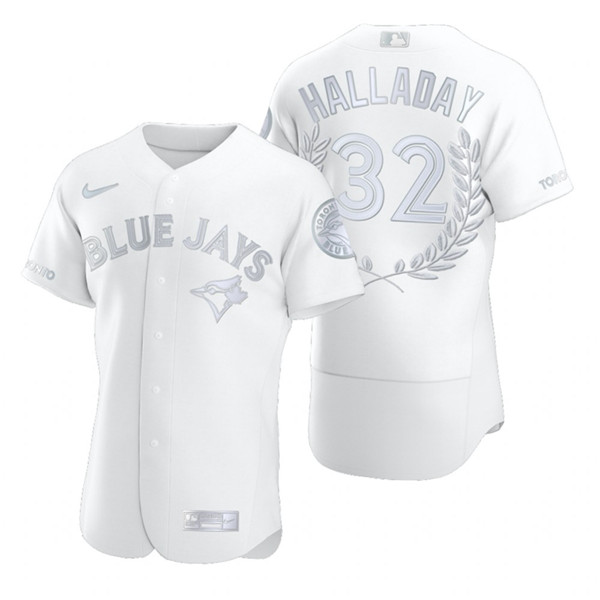 Personalized Blue Jays 32 Roy Halladay White Flexbase Fashion Jersey