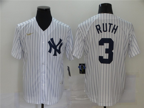 Personalized Yankees 3 Babe Ruth White Cool Base Jersey
