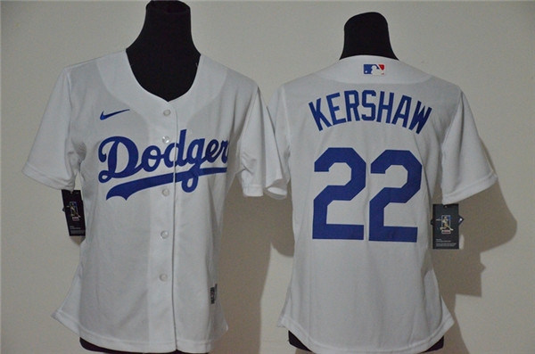 Personalized Women Dodgers 22 Clayton Kershaw White Women 2020 Cool Base Jersey