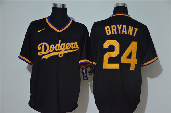 Personalized Dodgers 24 Kobe Bryant Black Throwback Cool Base Jersey