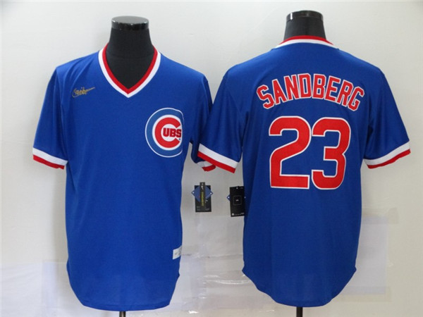 Personalized Cubs 23 Ryne Sandberg Royal Throwback Jersey