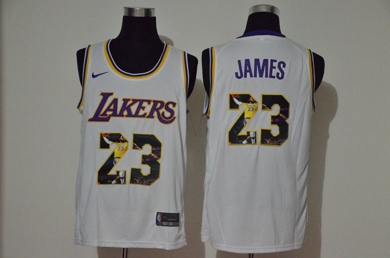 Personalized Lakers 23 Lebron James White Player Name Swingman Fashion Jersey