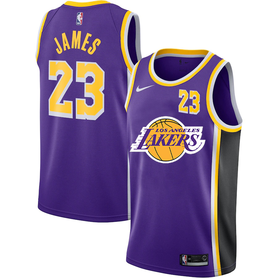 Personalized Lakers 23 Lebron James Purple City Edition Number Swingman Jersey
