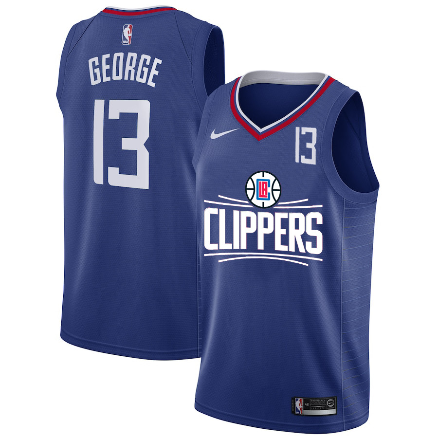 Personalized Clippers 13 Paul George Blue Number Swingman Jerseys