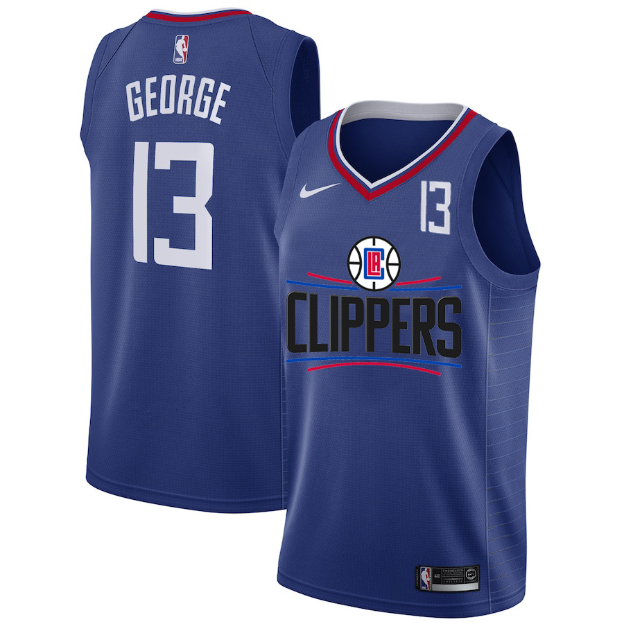 Personalized Clippers 13 Paul George White Number Swingman Jersey