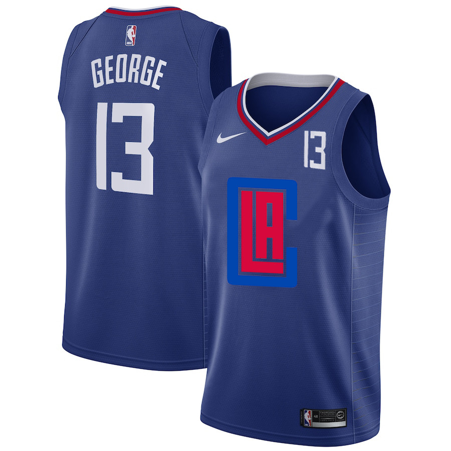 Personalized Clippers 13 Paul George Blue City Edition Number Swingman Jersey