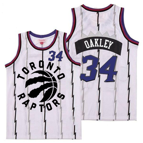 Personalized Raptors 34 Charles Oakley White Retro Jersey 3