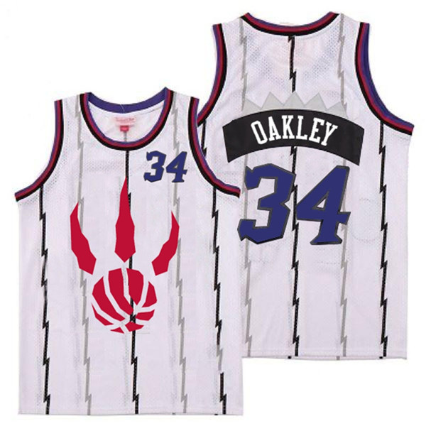 Personalized Raptors 34 Charles Oakley White Throwback Jerseys
