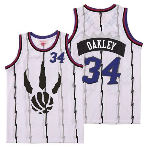 Personalized Raptors 34 Charles Oakley White Throwback Jerseys1