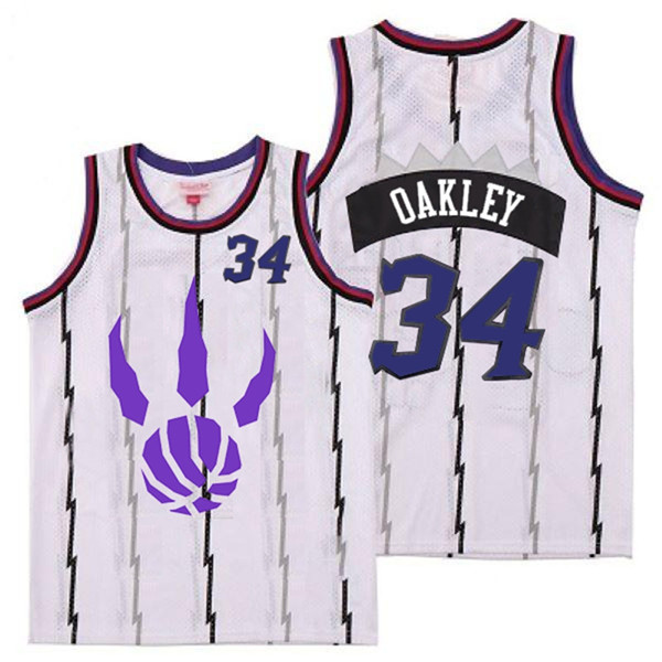 Personalized Raptors 34 Charles Oakley White Logo Retro Jersey 5