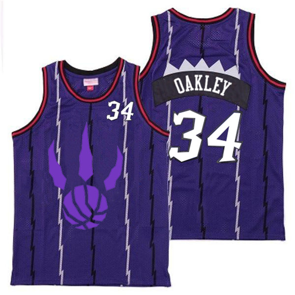 Personalized Raptors 34 Charles Oakley Purple Logo Retro Jersey 5