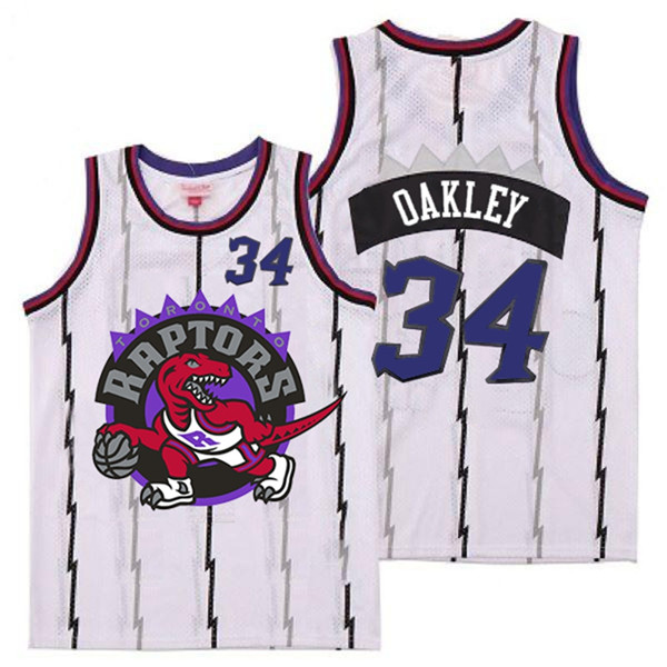 Personalized Raptors 34 Charles Oakley White Big Logo Retro Jersey 8