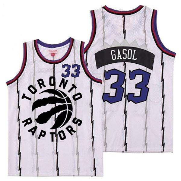 Personalized Raptors 33 Marc Gasol White Retro Jersey 3