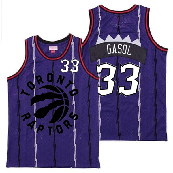 Personalized Raptors 33 Marc Gasol Purple Retro Jersey 3