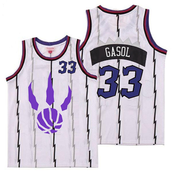 Personalized Raptors 33 Marc Gasol White Logo Retro Jersey 5