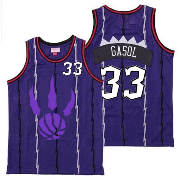 Personalized Raptors 33 Marc Gasol Purple Logo Retro Jersey 5