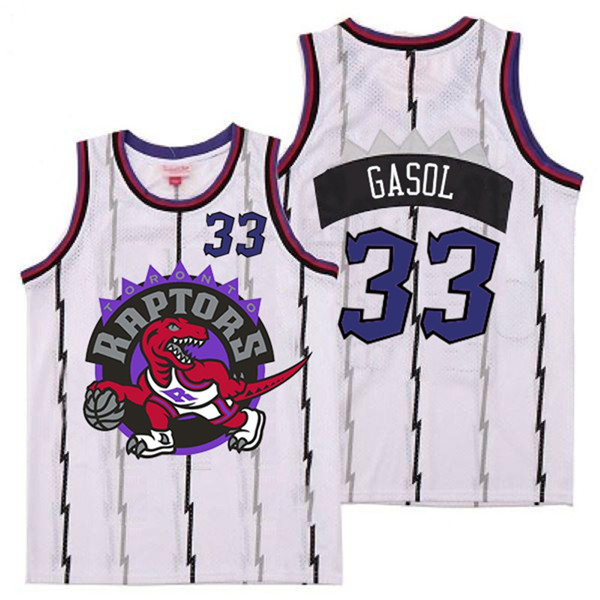 Personalized Raptors 33 Marc Gasol White Big Logo Retro Jersey 9