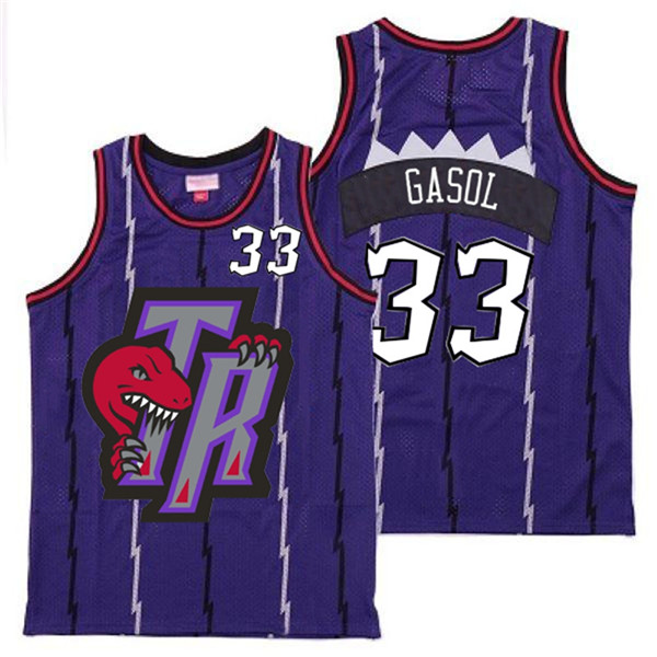 Personalized Raptors 33 Marc Gasol Purple Big Gray TR Logo Retro Jersey 9