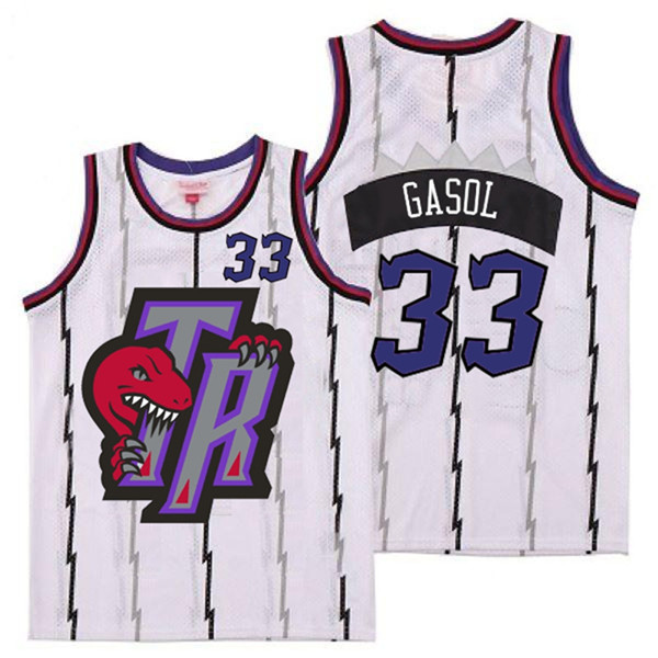 Personalized Raptors 33 Marc Gasol White Big Gray TR Logo Retro Jersey 10