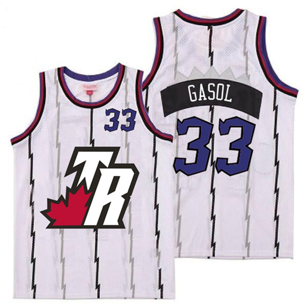 Personalized Raptors 33 Marc Gasol White Big White TR Logo Retro Jersey 7
