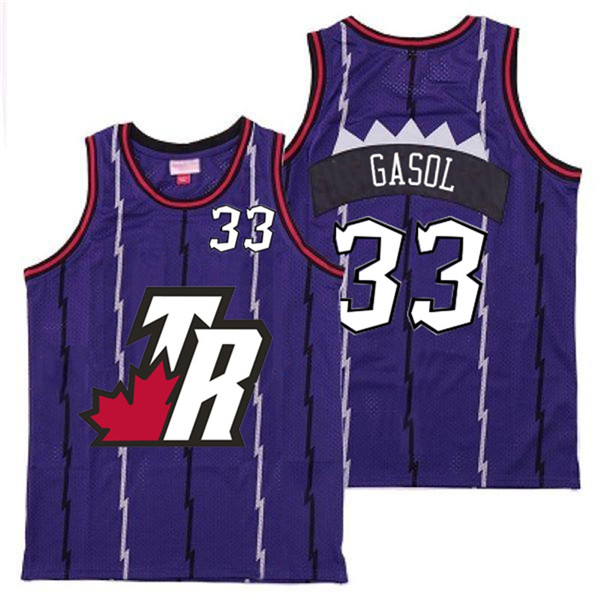 Personalized Raptors 33 Marc Gasol Purple Big White TR Logo Retro Jersey 7