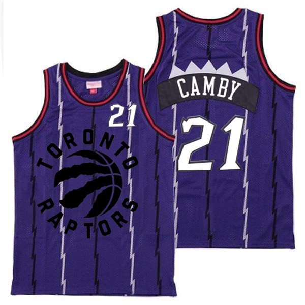 Personalized Raptors 21 Marcus Camby Purple Retro Jersey 4