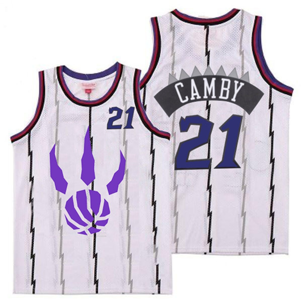 Personalized Raptors 21 Marcus Camby White Logo Retro Jersey 4