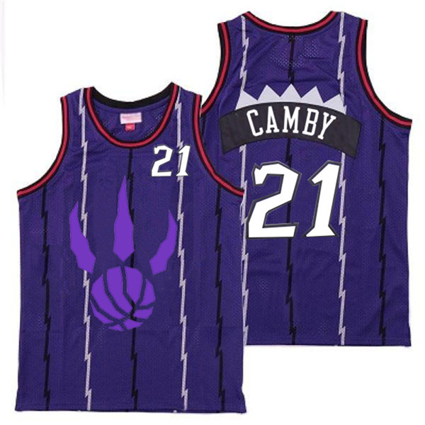 Personalized Raptors 21 Marcus Camby Purple Logo Retro Jersey 5