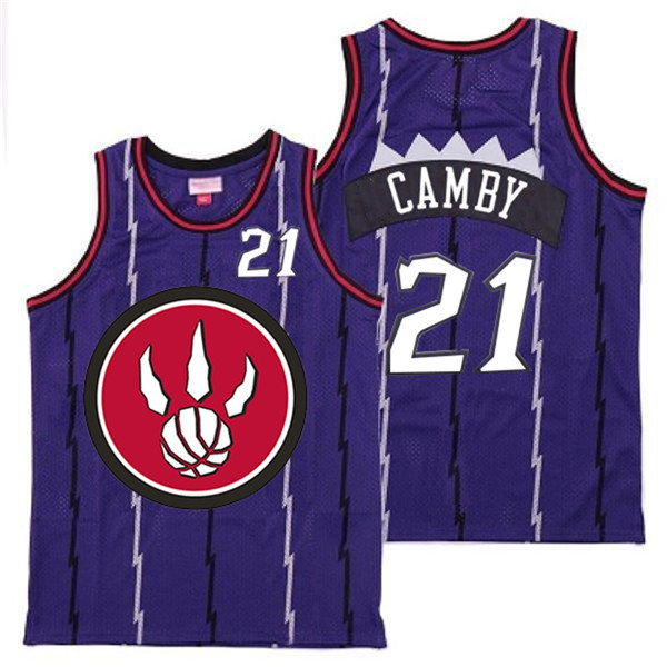 Personalized Raptors 21 Marcus Camby Purple Red Big Logo Retro Jersey 7
