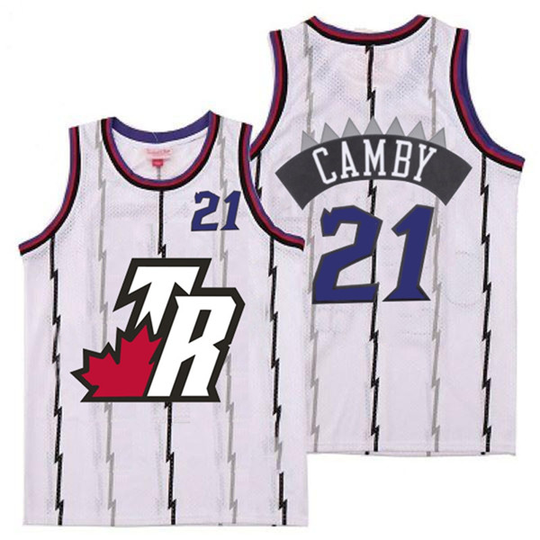 Personalized Raptors 21 Marcus Camby White Big White TR Logo Retro Jersey 6