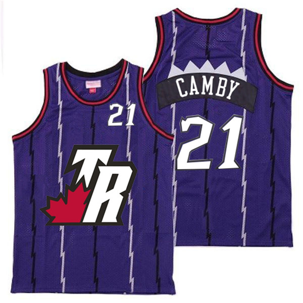 Personalized Raptors 21 Marcus Camby Purple Big White TR Logo Retro Jersey 8