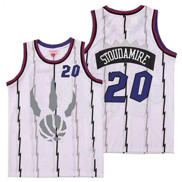Personalized Raptors 20 Damon Stoudamire White Gray Logo Retro Jersey 5