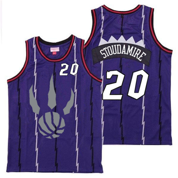 Personalized Raptors 20 Damon Stoudamire Purple Gray Logo Retro Jersey 9