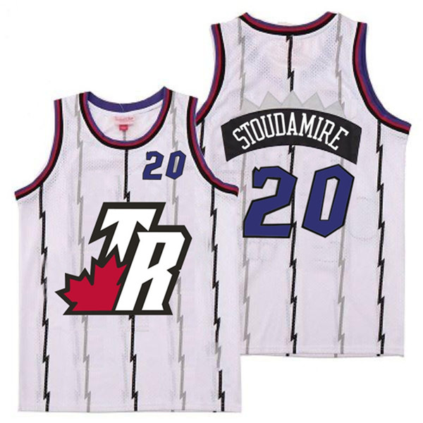Personalized Raptors 20 Damon Stoudamire White Big White TR Logo Retro Jersey 6